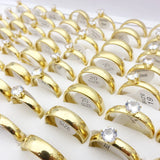 20 Pairs Stainless Steel Rings Zircon Plated Wedding Bands