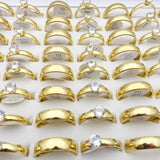20 Pairs Stainless Steel Rings Zircon Plated Wedding Bands