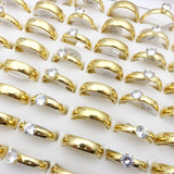 20 Pairs Stainless Steel Rings Zircon Plated Wedding Bands