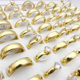 20 Pairs Stainless Steel Rings Zircon Plated Wedding Bands