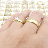 20 Pairs Stainless Steel Rings Zircon Plated Wedding Bands