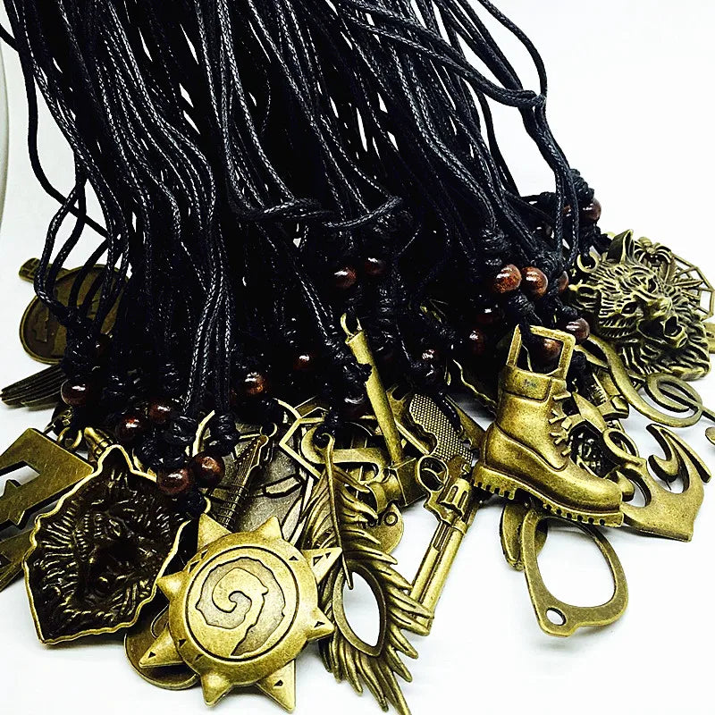 MixMax 20pcs Retro Copper Pendant Rope Necklaces Wholesale Jewelry Bulk Lots