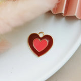 20pcs 19*20mm Enamel Heart Charms for Jewelry DIY Double Love Charms
