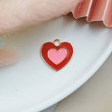 20pcs 19*20mm Enamel Heart Charms for Jewelry DIY Double Love Charms