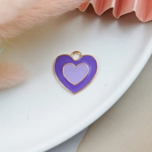 20pcs 19*20mm Enamel Heart Charms for Jewelry DIY Double Love Charms