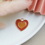 20pcs 19*20mm Enamel Heart Charms for Jewelry DIY Double Love Charms