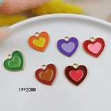 20pcs 19*20mm Enamel Heart Charms for Jewelry DIY Double Love Charms