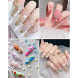 3D DIY Flower Nail Charms Acrylic Resin Flowers Rhinestones Nail Art Decor