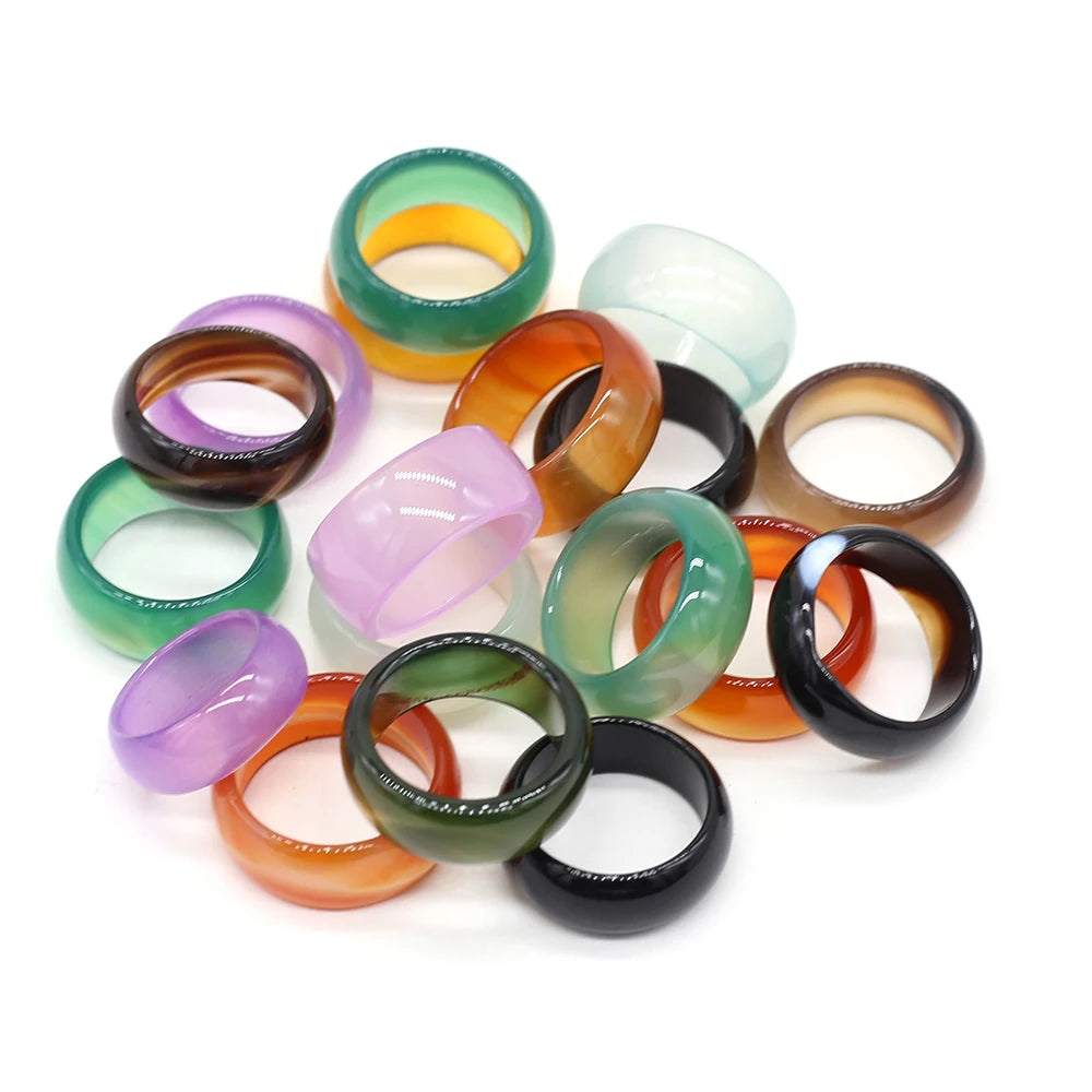 Vintage Natural Semi-precious Stone Ring For Women Unisex Agate Rings Jewelry