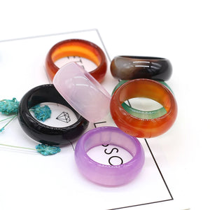 Vintage Natural Semi-precious Stone Ring For Women Unisex Agate Rings Jewelry