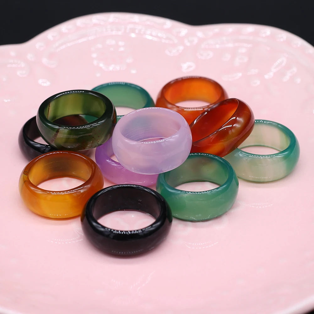 Vintage Natural Semi-precious Stone Ring For Women Unisex Agate Rings Jewelry