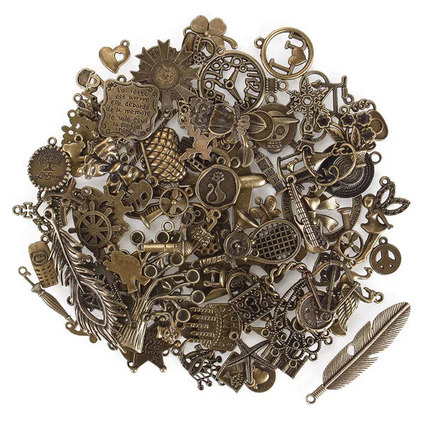 Copper Carved Charms Pendants Beads Metal Alloy DIY Accessories