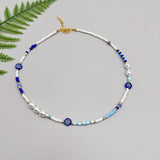 Mixed Beads Female Choker Necklace Gift Strand Flower Pearl Beaded Short Necklac