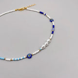 Mixed Beads Female Choker Necklace Gift Strand Flower Pearl Beaded Short Necklac