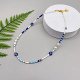 Mixed Beads Female Choker Necklace Gift Strand Flower Pearl Beaded Short Necklac