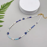 Mixed Beads Female Choker Necklace Gift Strand Flower Pearl Beaded Short Necklac