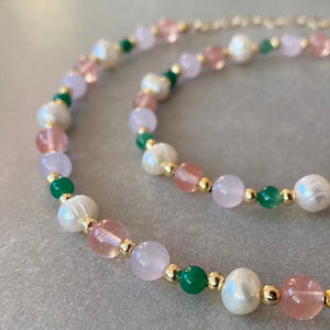 Natural Pearl Beaded Choker Necklace for Women Girls