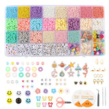 Beads Set 3MM Seed Beads+6MM Polymer Clay Flat Beads For DIY Bracelet Making