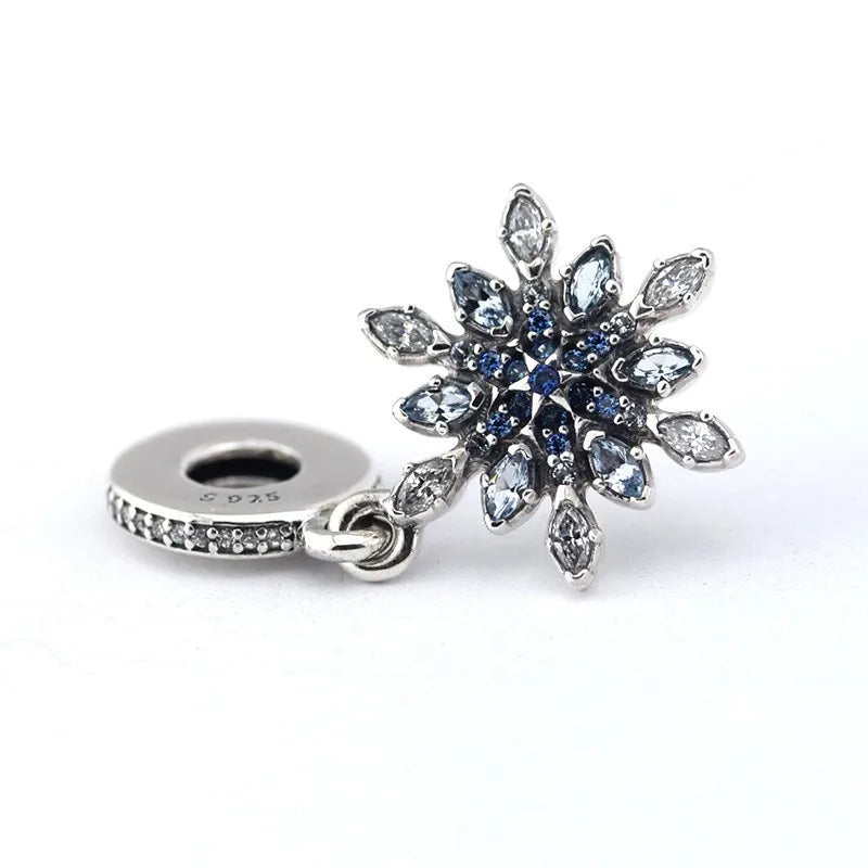 925 Sterling Silver CZ Snowflake Charms for Bracelets