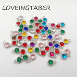 500pcs 11mm Silvery Birthstone Charms Pendant with Acrylic Rhinestone
