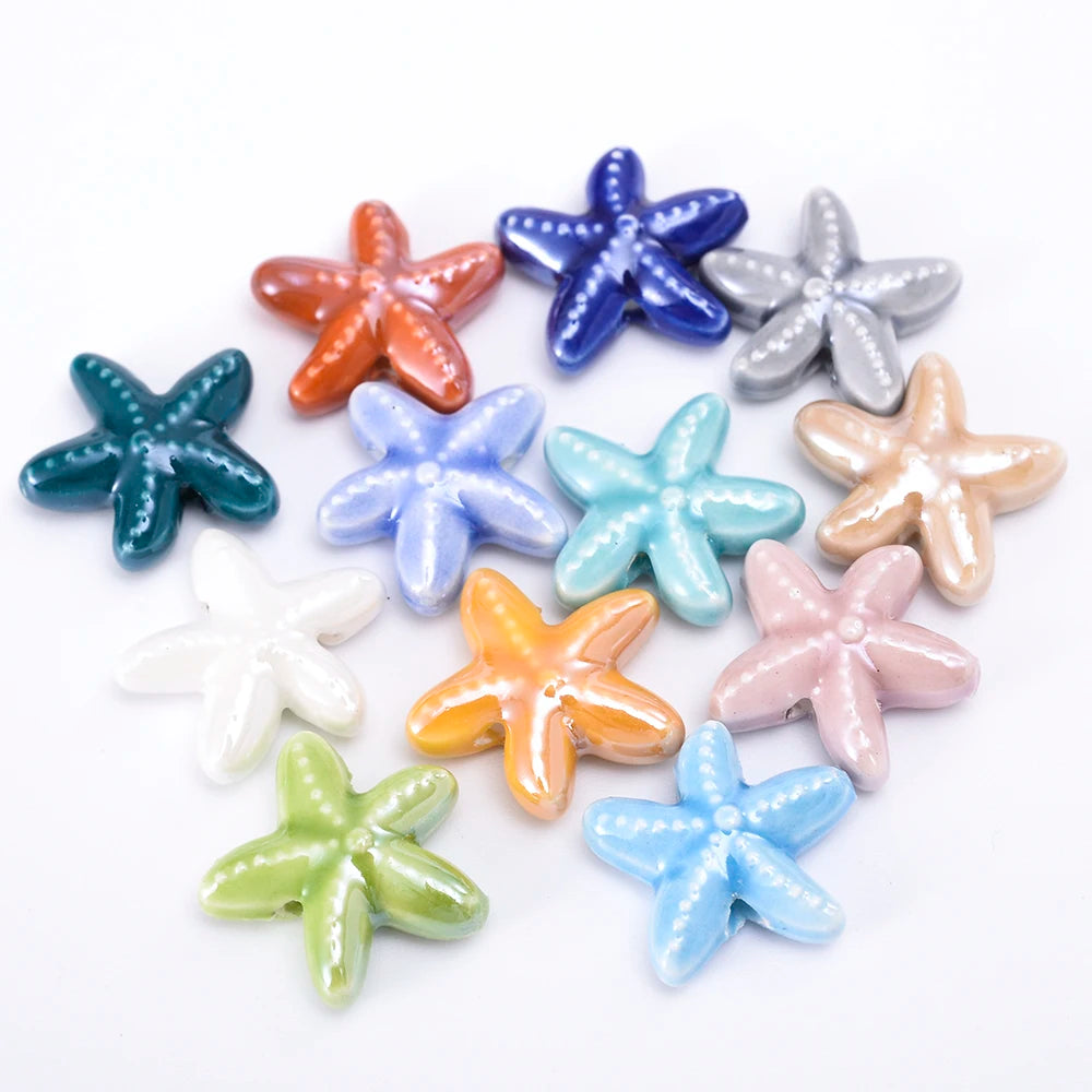 18mm Starfish Shape Ceramic Beads Porcelain Spacer Beads for Jewelry Making
