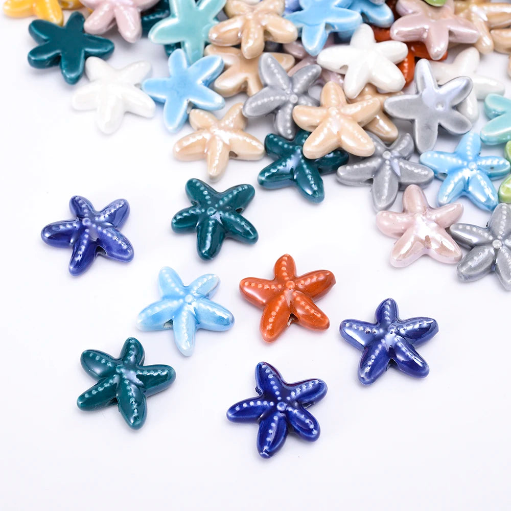 18mm Starfish Shape Ceramic Beads Porcelain Spacer Beads for Jewelry Making