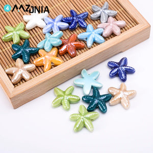 18mm Starfish Shape Ceramic Beads Porcelain Spacer Beads for Jewelry Making