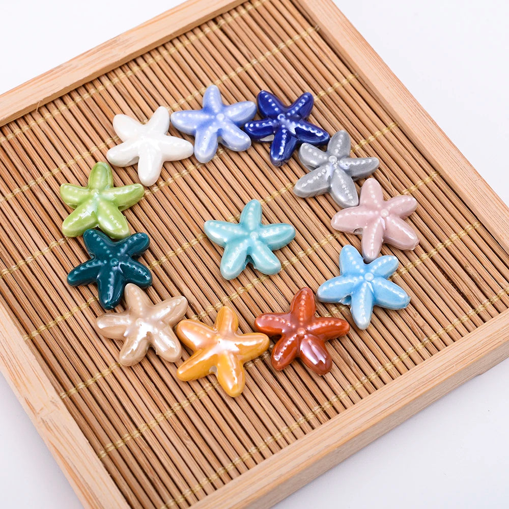 18mm Starfish Shape Ceramic Beads Porcelain Spacer Beads for Jewelry Making
