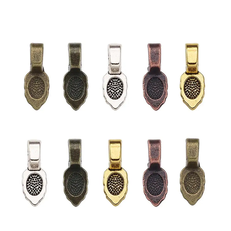 Tibetan Style Flat Pad Bails Pendants Findings, 16x6x5mm