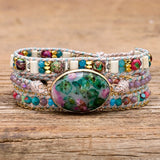 Mixed Calcite Stone Bracelet 3 Layer Women Jewelry Charm Bracelet
