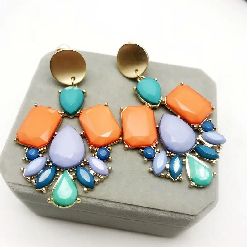 Geometric Alloy Clip Earrings Drop Pendientes for Women