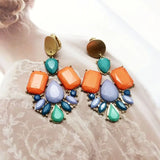 Geometric Alloy Clip Earrings Drop Pendientes for Women