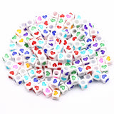 Mixed Heart Acrylic Square Beads Cube Loose Spacer Beads 6mm