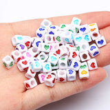 Mixed Heart Acrylic Square Beads Cube Loose Spacer Beads 6mm