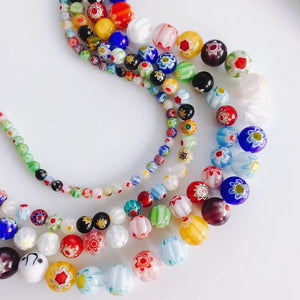 Plum Blossom Glass Beaded 3D Sphere DIY Jewelry Making Supplies