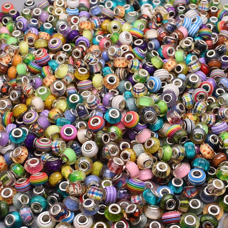 50PCS/Lot Mixed Round Acrylic European Beads for Jewelry Making DIY