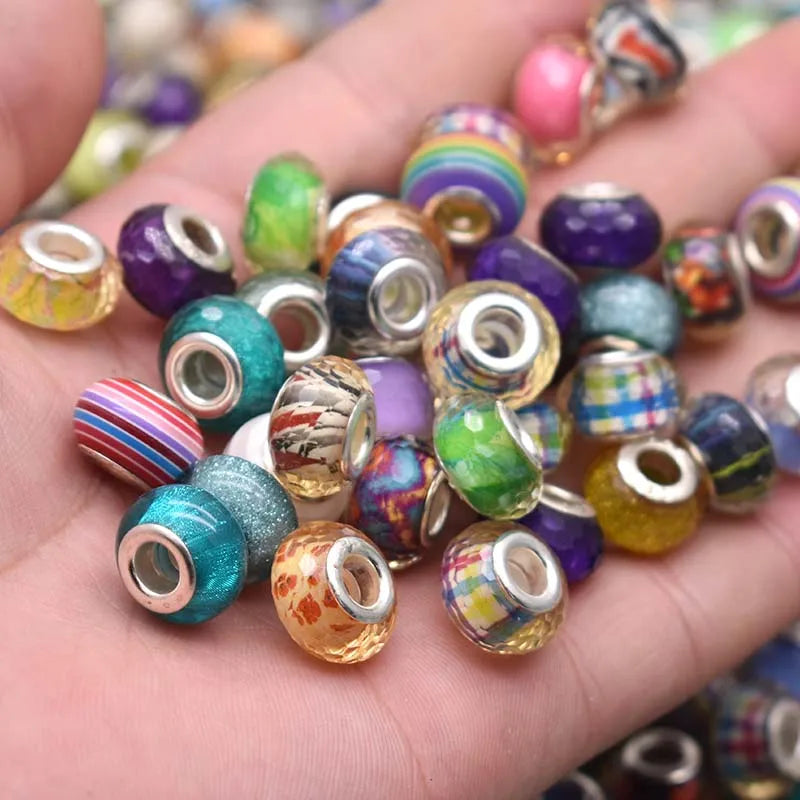50PCS/Lot Mixed Round Acrylic European Beads for Jewelry Making DIY