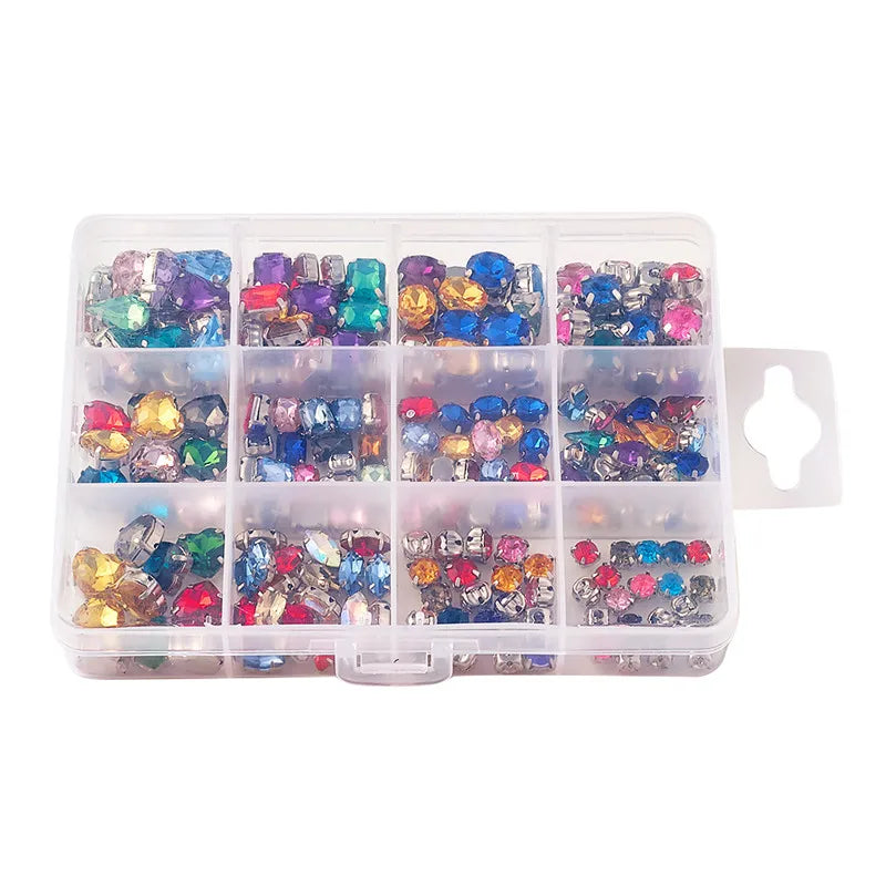 Mixed Sew on Rhinestone Acrylic and Glass with Brass Prong Settings