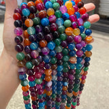 Mixed Stripe Agates Round Beads Natural Stone DIY Charms Bracelet