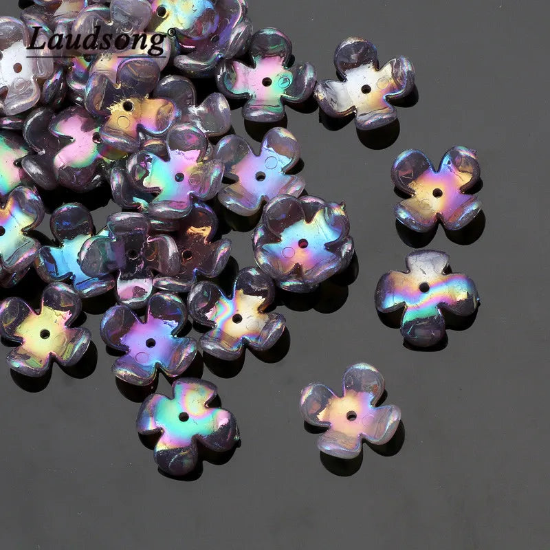 50pcs Mixed 15mm Flower Acrylic Beads Jewelry Making DIY Necklace Bracelet