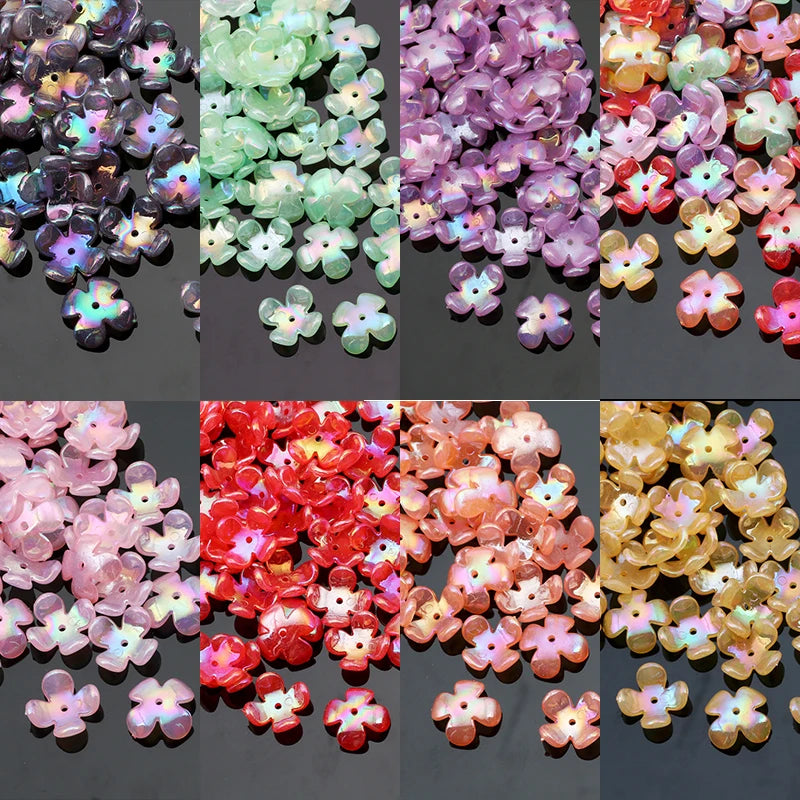 50pcs Mixed 15mm Flower Acrylic Beads Jewelry Making DIY Necklace Bracelet