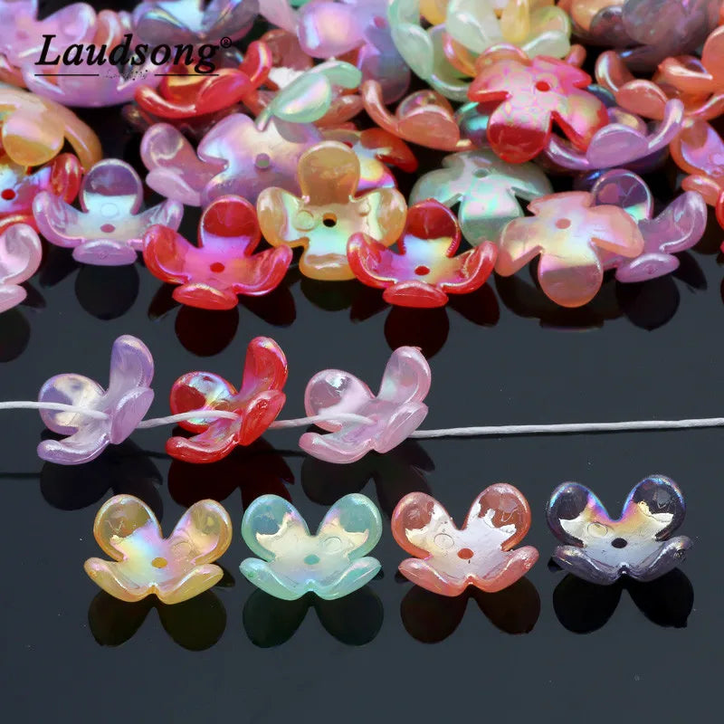 50pcs Mixed 15mm Flower Acrylic Beads Jewelry Making DIY Necklace Bracelet