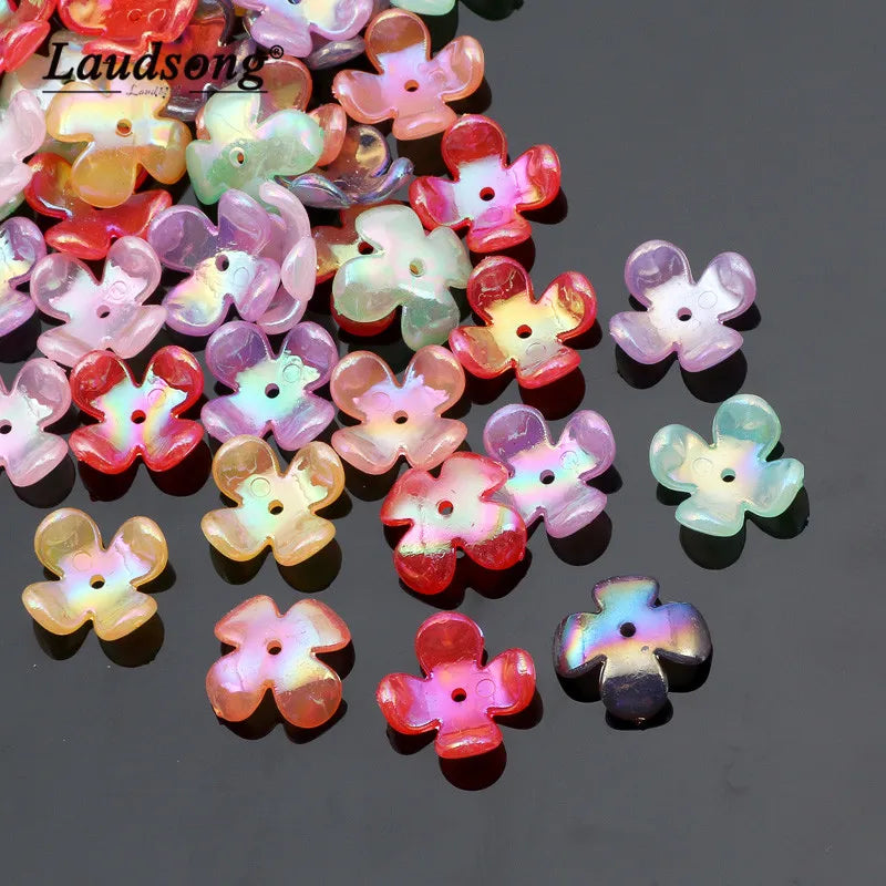50pcs Mixed 15mm Flower Acrylic Beads Jewelry Making DIY Necklace Bracelet