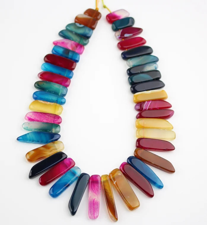 Mixed Colors Agates Stones Slab Slice Beads,Polished Loose Beads
