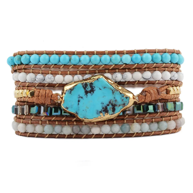 Mixed Howlites Bracelet Natural Stones Charm Wrap Bracelet