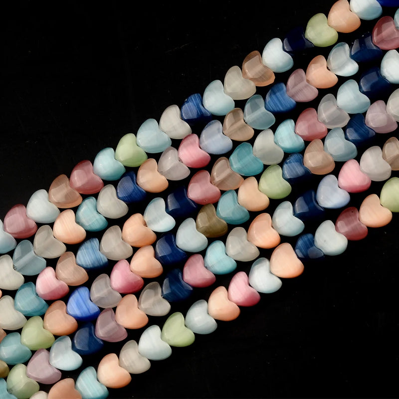 Mixed Heart Cat Eye Beads Glass Lampwork Charms DIY Jewelry Making