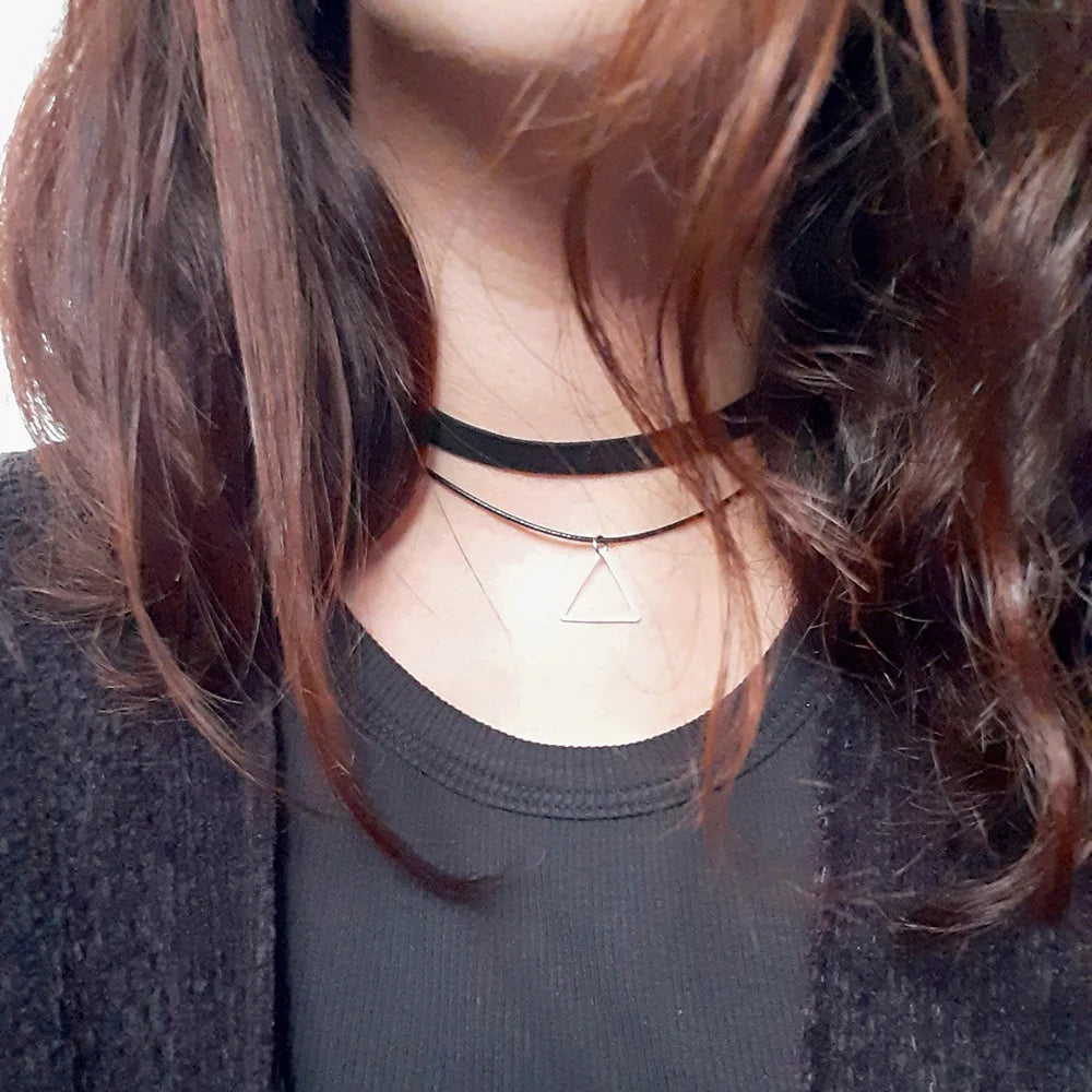 Mixed Leather Velvet Choker Necklace Vintage Gothic Jewelry