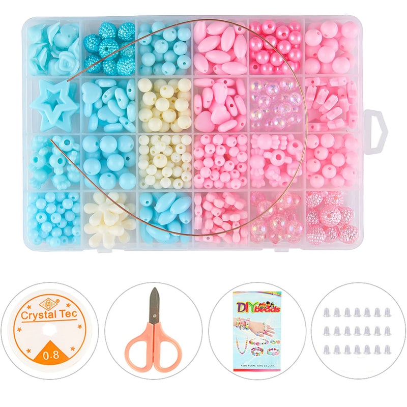 Ice Snow Acrylic Beads Kit for Kids DIY Jewelry Making