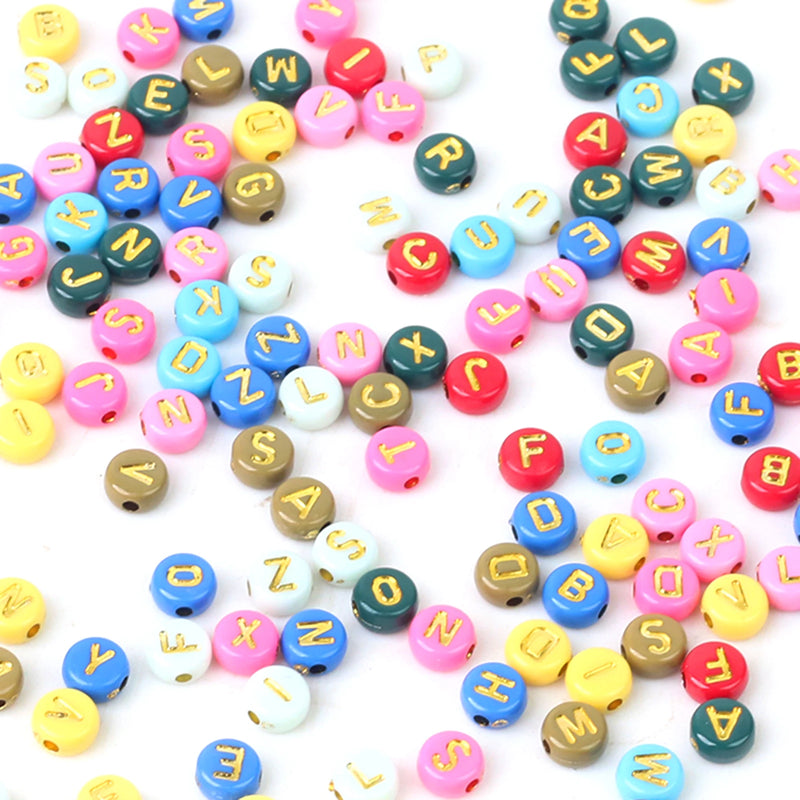 Mixed Letter Acrylic Beads Flat Round Alphabet Cube Spacer Beads
