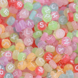 Mixed Letter Acrylic Beads Flat Round Alphabet Cube Spacer Beads